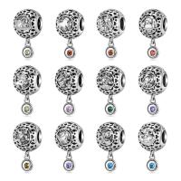 Perles zircon cubique en argent European, Argent sterling 925, oxydation, styles différents pour le choix & pavé de micro zircon, couleur originale Vendu par PC