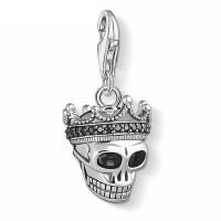 Cubic Zirconia Micro Pave Sterling Silver Pendant, 925 Sterling Silver, Skull, polished, micro pave cubic zirconia, original color 