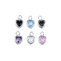 Cubic Zirconia Sterling Silver Pendants, 925 Sterling Silver, Heart, DIY & micro pave cubic zirconia Approx 3mm 