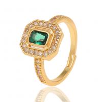 Cubic Zirconia Micro Pave Brass Finger Ring, gold color plated, Adjustable & micro pave cubic zirconia & for woman 