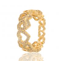 Cubic Zirconia Micro Pave Brass Finger Ring, gold color plated, Adjustable & micro pave cubic zirconia & for woman & hollow 