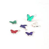 Zinc Alloy Enamel Pendants, Butterfly, silver color plated, DIY 