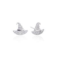 Silver Earring Zircon pavent Sterling, Argent sterling 925, chapeau, Plaqué de platine, pavé de micro zircon & pour femme, couleur originale Vendu par paire