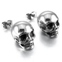 Brass Stud Earring, Skull, plated, punk style & Unisex 