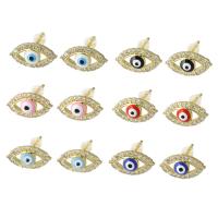 Evil Eye Earrings, Brass, gold color plated, micro pave cubic zirconia & for woman & enamel 