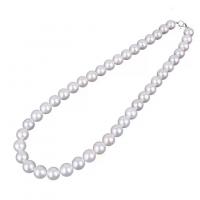 Collier de perles en plastique, perle de plastique, avec alliage de zinc, bijoux de mode & pour femme, blanc, 8mm Environ 15.75 pouce, Vendu par PC