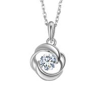 Cubic Zirconia Sterling Silver Pendants, 925 Sterling Silver, platinum plated, micro pave cubic zirconia & for woman, original color 