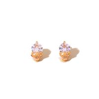 Pendientes de Perno de Aleación de Zinc, Calavera, chapado en color dorado, micro arcilla de zirconia cúbica & para mujer, dorado, 13x8mm, Vendido por UD