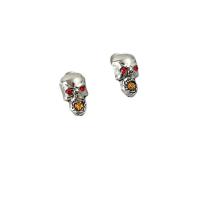 Pendientes de Perno de Aleación de Zinc, Calavera, chapado en platina real, unisexo & diferentes estilos para la opción & micro arcilla de zirconia cúbica, color original, Vendido por Par