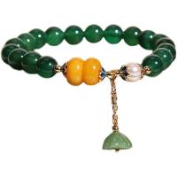 Pulseras de ágata verde, Ágata verde, con Perlas cultivadas de agua dulce, de Lotus de Seedpod, Estilo coreano & para mujer, 8mm, longitud:aproximado 6.5 Inch, Vendido por UD