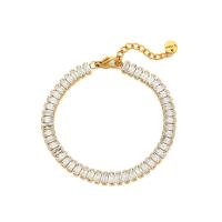 Bracelet chaîne griffe diamant, Acier inoxydable 304, avec 1.57inch chaînes de rallonge, Placage ionique sous vide, bijoux de mode & pour femme & avec strass, doré Environ 6.3 pouce, Vendu par PC