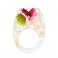 Harz Finger Ring, mit Getrocknete Blumen, Epoxidharzklebstoff, unisex & verschiedene Größen vorhanden, gemischte Farben, verkauft von PC