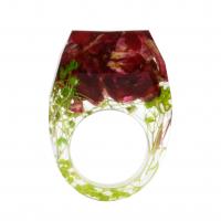 Harz Finger Ring, mit Getrocknete Blumen, Epoxidharzklebstoff, unisex & verschiedene Größen vorhanden, rot, verkauft von PC