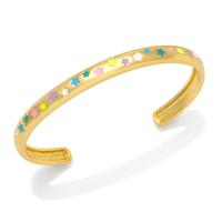 Ouverture Bracelets en cuivre, laiton, étoile, Plaqué or 18K, pour femme & émail, plus de couleurs à choisir Vendu par PC