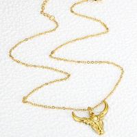 Collier de bijoux de titane, Acier titane, Corne, Placage de couleur d'or, pour femme, doré, 22mm cm, Vendu par PC