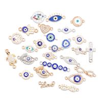 Evil Eye Jewelry Connector, Zinc Alloy, plated, DIY & with rhinestone 