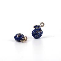 Zinc Alloy Enamel Pendants, Money Bag, gold color plated, Unisex, blue 