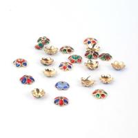 Zinc Alloy Bead Caps, Flower, gold color plated, DIY & enamel 