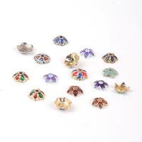 Zinc Alloy Bead Caps, Flower, plated, DIY & enamel 