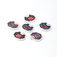 Zinc Alloy Enamel Pendants, Longevity Lock, silver color plated, Unisex 