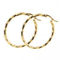 Stainless Steel Hoop Earring, 304 Stainless Steel, 18K gold plated, fashion jewelry & for woman, golden 