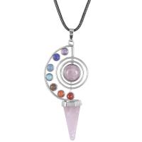 Gemstone Zinc Alloy Pendants, with Gemstone & Unisex 