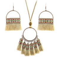 Fashion Zinc Alloy Jewelry Sets, with Polyester, plated, 2 pieces & Bohemian style & for woman 67mm Approx 17.71 Inch 