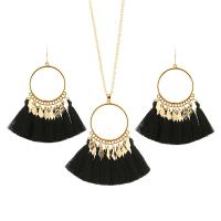 Fashion Zinc Alloy Jewelry Sets, with Polyester, gold color plated, Bohemian style & for woman Approx 29.13 Inch 