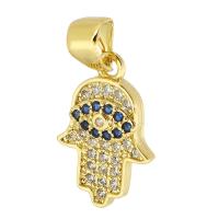 Cubique Pendentif en laiton zircon pavent, Placage de couleur d'or, bijoux de mode & DIY & motif de mauvais œil & pavé de micro zircon & pour femme, deux couleurs différentes Environ 3mm, Vendu par PC