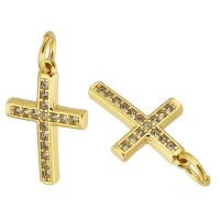 Cubique Pendentif en laiton zircon pavent, croix, Placage de couleur d'or, bijoux de mode & DIY & pavé de micro zircon & pour femme, doré Environ 3mm, Vendu par PC