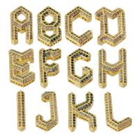 Cubique Pendentif en laiton zircon pavent, Lettre d’alphabet, Placage de couleur d'or, bijoux de mode & lettres sont de A à Z & DIY & pavé de micro zircon & pour femme, doré, Vendu par PC