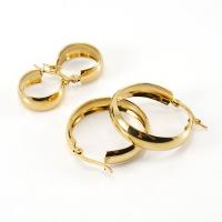 Stainless Steel Hoop Earring, 304 Stainless Steel, 18K gold plated, fashion jewelry & for woman, golden 