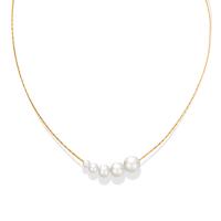 Collier de perles en plastique, Acier titane, avec perle de plastique, avec 1.97inch chaînes de rallonge, Plaqué or 18K, bijoux de mode & pour femme, doré Environ 16.14 pouce, Vendu par PC