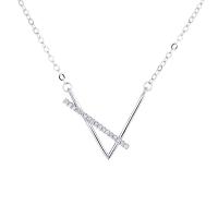 Zircon cubique Micro Pave collier en argent sterling, argent sterling 925, avec 1.96 inch chaînes de rallonge, Placage, pavé de micro zircon & pour femme, plus de couleurs à choisir Environ 15.73 pouce, Vendu par PC