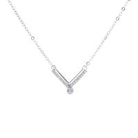 Zircon cubique Micro Pave collier en argent sterling, argent sterling 925, avec 1.96 inch chaînes de rallonge, Placage, pavé de micro zircon & pour femme, plus de couleurs à choisir Environ 15.73 pouce, Vendu par PC