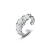 Anillo de Plata Ley, plata de ley 925, chapado en color de platina, Ajustable & para mujer & superficie bache, 20.5mm, diámetro interior:aproximado 16.7mm, Vendido por UD