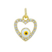 Fashion Evil Eye Pendant, Brass, 18K gold plated, Unisex & micro pave cubic zirconia & enamel & hollow 