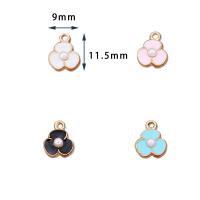 Zinc Alloy Enamel Pendants, with Plastic Pearl, Flower, gold color plated, DIY 