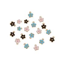 Zinc Alloy Enamel Pendants, Flower, gold color plated, DIY 