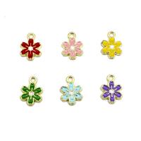 Zinc Alloy Enamel Pendants, Flower, gold color plated, DIY 