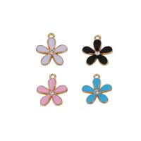 Zinc Alloy Enamel Pendants, Flower, gold color plated, DIY 