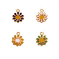 Zinc Alloy Enamel Pendants, Flower, gold color plated, DIY 