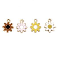 Zinc Alloy Enamel Pendants, Flower, gold color plated, DIY 