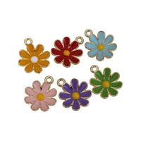 Zinc Alloy Enamel Pendants, Flower, gold color plated, DIY 