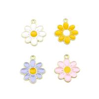 Zinc Alloy Enamel Pendants, Flower, gold color plated, DIY 