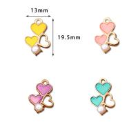 Zinc Alloy Enamel Pendants, with Plastic Pearl, Heart, gold color plated, DIY 