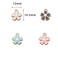 Zinc Alloy Enamel Pendants, with Plastic Pearl, Flower, gold color plated, DIY 