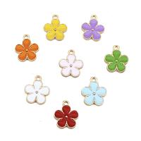 Zinc Alloy Enamel Pendants, Flower, gold color plated, DIY 