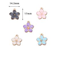 Zinc Alloy Enamel Pendants, Flower, gold color plated, DIY 