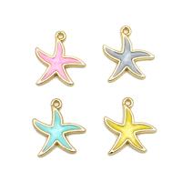 Zinc Alloy Enamel Pendants, Starfish, gold color plated, DIY 